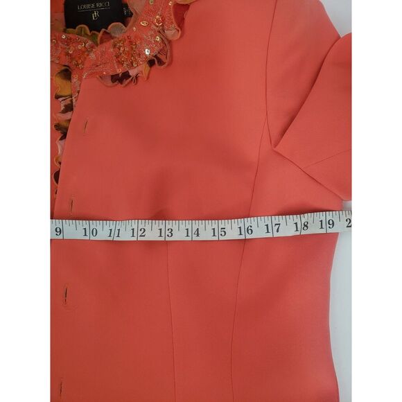 Rare Louise Ricci Embellished Beaded Sequin Button-Up Jacket Size 12 Fall Formal - Picture 9 of 12
